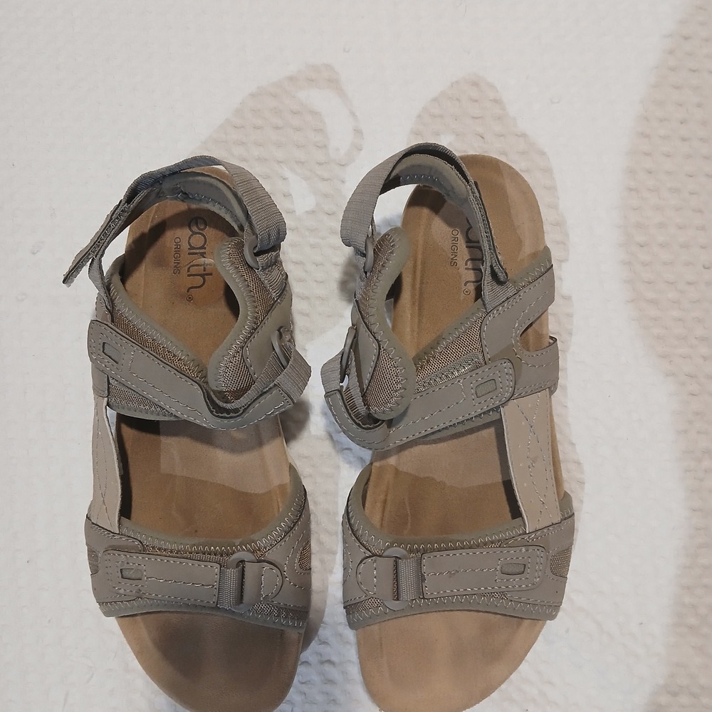 Earth Origins Womens Taupe Gray Sport Sandals Strappy Hiking Shoes 11W